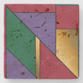Geometrisches Muster, Lila-grün Steinuntersetzer (Vorderseite)