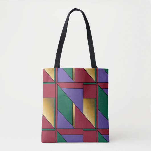 Geometrisches Muster, Lila-grün Tasche (Vorderseite)