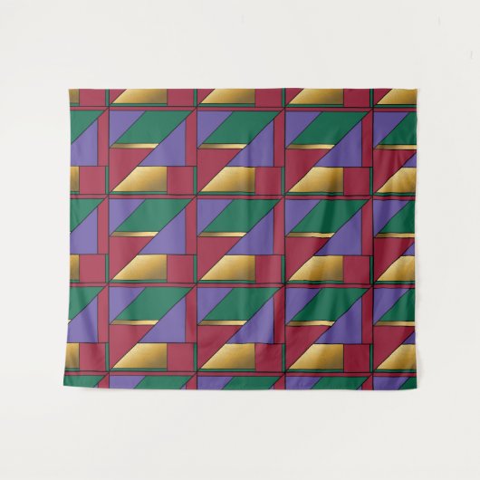 Geometrisches Muster, Lila-grün Wandteppich (Vorderseite (Horizontal))