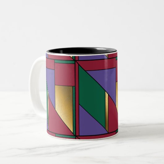 Geometrisches Muster, Lila-grün Zweifarbige Tasse (Vorderseite Links)