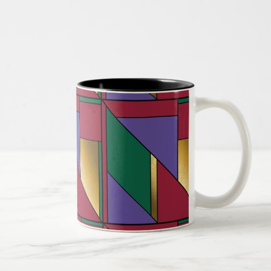 Geometrisches Muster, Lila-grün Zweifarbige Tasse (Rechts)
