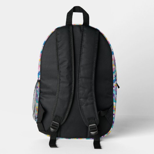 Geometrisches Muster lila und rosa Bedruckter Rucksack (Rückseite)