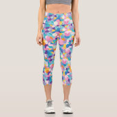 Geometrisches Muster lila und rosa Capri Leggings (Vorderseite)