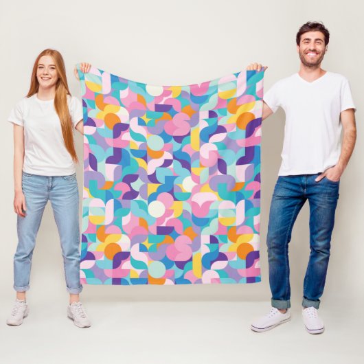 Geometrisches Muster lila und rosa Fleecedecke (Beispiel)