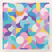 Geometrisches Muster lila und rosa Glasuntersetzer (Vorderseite)