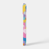 Geometrisches Muster lila und rosa iPhone 15 Hülle (Linke Seite)