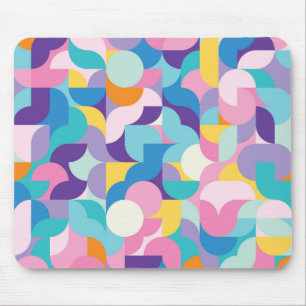 Geometrisches Muster lila und rosa Mousepad