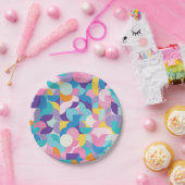 Geometrisches Muster lila und rosa Pappteller (Party)
