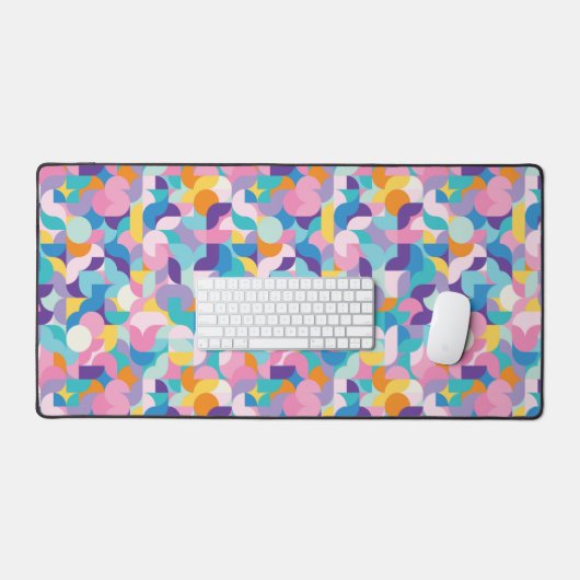 Geometrisches Muster lila und rosa Schreibtischunterlage (Tastatur & Maus)