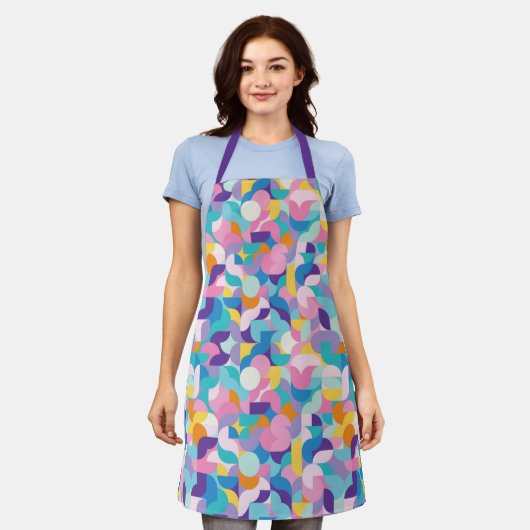Geometrisches Muster lila und rosa Schürze (Getragen)