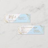 Geometrisches Muster-Marmor-Goldhellblaue Mini Visitenkarte (Vorne/Hinten)