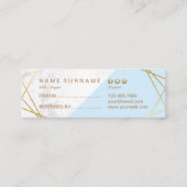 Geometrisches Muster-Marmor-Goldhellblaue Mini Visitenkarte (Rückseite)