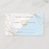 Geometrisches Muster-Marmor-Goldhellblaue Visitenkarte (Rückseite)