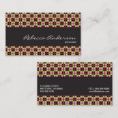 Geometrisches Muster, Maroon, Oliven, und schwarz Visitenkarte (Vorne/Hinten)