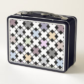 Geometrisches Muster, mehrfarbig Metall Brotdose (Rückseite)