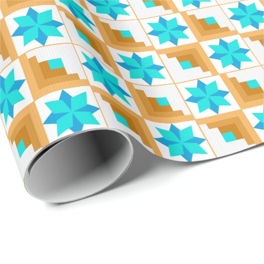 Geometrisches Muster, mehrfarbiges Patchwork Geschenkpapier (Rolleneckpunkt)