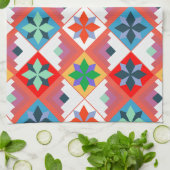 Geometrisches Muster, mehrfarbiges Patchwork Geschirrtuch (Gefaltet)