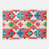 Geometrisches Muster, mehrfarbiges Patchwork Geschirrtuch (Horizontal)