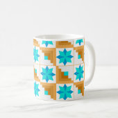 Geometrisches Muster, mehrfarbiges Patchwork Kaffeetasse (VorderseiteRechts)