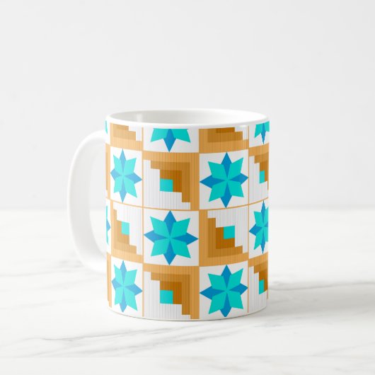Geometrisches Muster, mehrfarbiges Patchwork Kaffeetasse (Vorderseite Links)