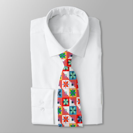 Geometrisches Muster, mehrfarbiges Patchwork Krawatte (Gebunden)