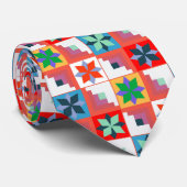 Geometrisches Muster, mehrfarbiges Patchwork Krawatte (Gerollt)