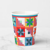 Geometrisches Muster, mehrfarbiges Patchwork Pappbecher (Links)