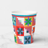 Geometrisches Muster, mehrfarbiges Patchwork Pappbecher (Rechts)