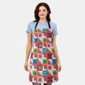 Geometrisches Muster, mehrfarbiges Patchwork Schürze (Getragen)