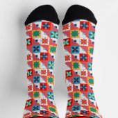 Geometrisches Muster, mehrfarbiges Patchwork Socken (Oben)