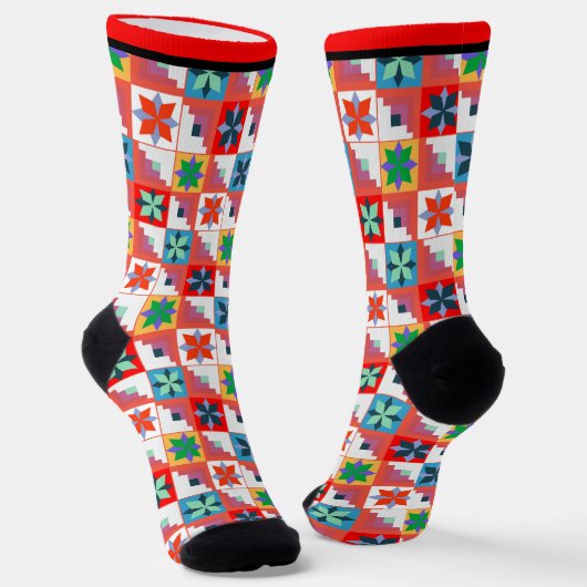 Geometrisches Muster, mehrfarbiges Patchwork Socken (Gewinkelt)