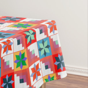 Geometrisches Muster, mehrfarbiges Patchwork Tischdecke