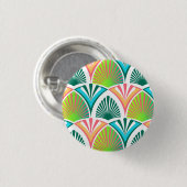 Geometrisches Muster mit Blätter und Blume der Han Button (Vorne & Hinten)