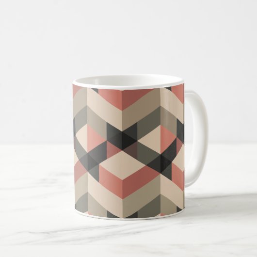 Geometrisches Muster mit Farbpalette für Retro Kaffeetasse (VorderseiteRechts)