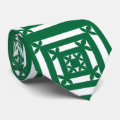 Geometrisches Muster mit grünem weißen Quadrat Krawatte (Gerollt)