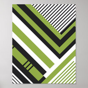 Geometrisches Muster mit grünen und schwarzen Stre Poster