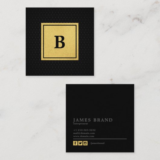 Geometrisches Muster mit Imitats-Monogramm Quadratische Visitenkarte (Vorne/Hinten)