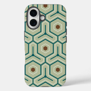 Geometrisches Muster mit ineinandergreifenden Sech iPhone 16 Hülle