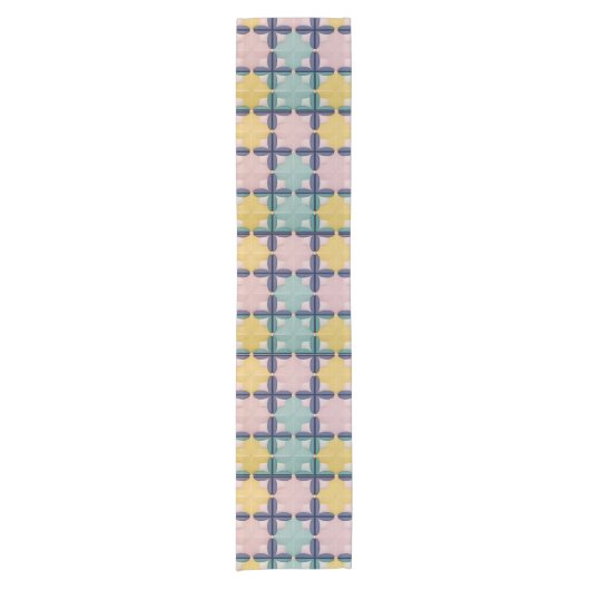 Geometrisches Muster mit lebhaften Farben Kurzer Tischläufer (Vorderseite)