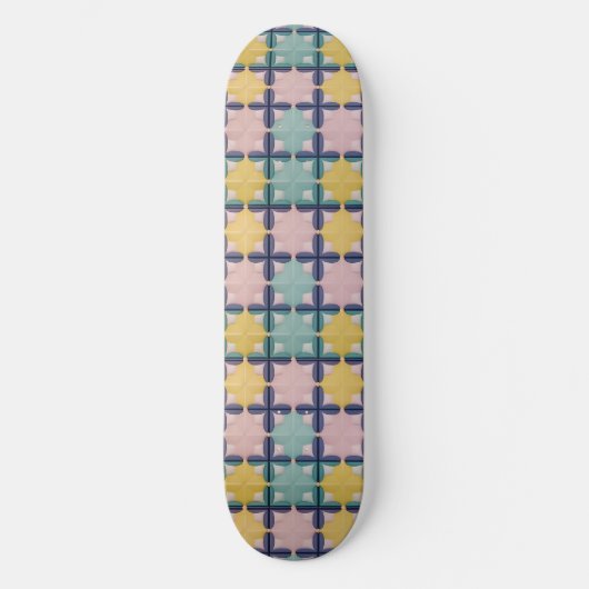 Geometrisches Muster mit lebhaften Farben Skateboard (Vorderseite)