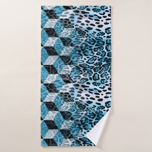 Geometrisches Muster mit Leopardenhaut, Leopardeng Badehandtuch (Badehandtuch)
