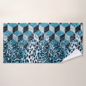 Geometrisches Muster mit Leopardenhaut, Leopardeng Badehandtuch (Badehandtuch)
