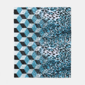 Geometrisches Muster mit Leopardenhaut, Leopardeng Fleecedecke (Vorderseite)