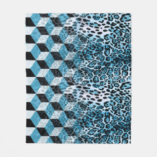 Geometrisches Muster mit Leopardenhaut, Leopardeng Fleecedecke