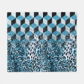 Geometrisches Muster mit Leopardenhaut, Leopardeng Fleecedecke (Vorderseite (Horizontal))