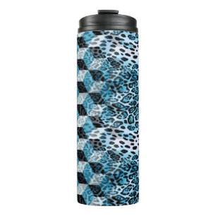 Geometrisches Muster mit Leopardenhaut, Leopardeng Thermosbecher