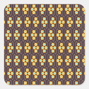 Geometrisches Muster mit orangefarbenen und blauen Quadratischer Aufkleber