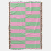 Geometrisches Muster mit rosa und grünem Streifen Decke (Vorderseite Vertikal)