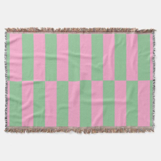 Geometrisches Muster mit rosa und grünem Streifen Decke (Vorderseite)