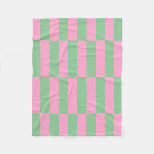 Geometrisches Muster mit rosa und grünem Streifen Fleecedecke (Vorderseite)